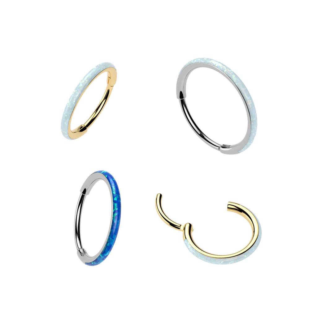 Hight quality Opal Line Hinged Segment Hoop Rings Tragus Ear Cartilage - Image 2