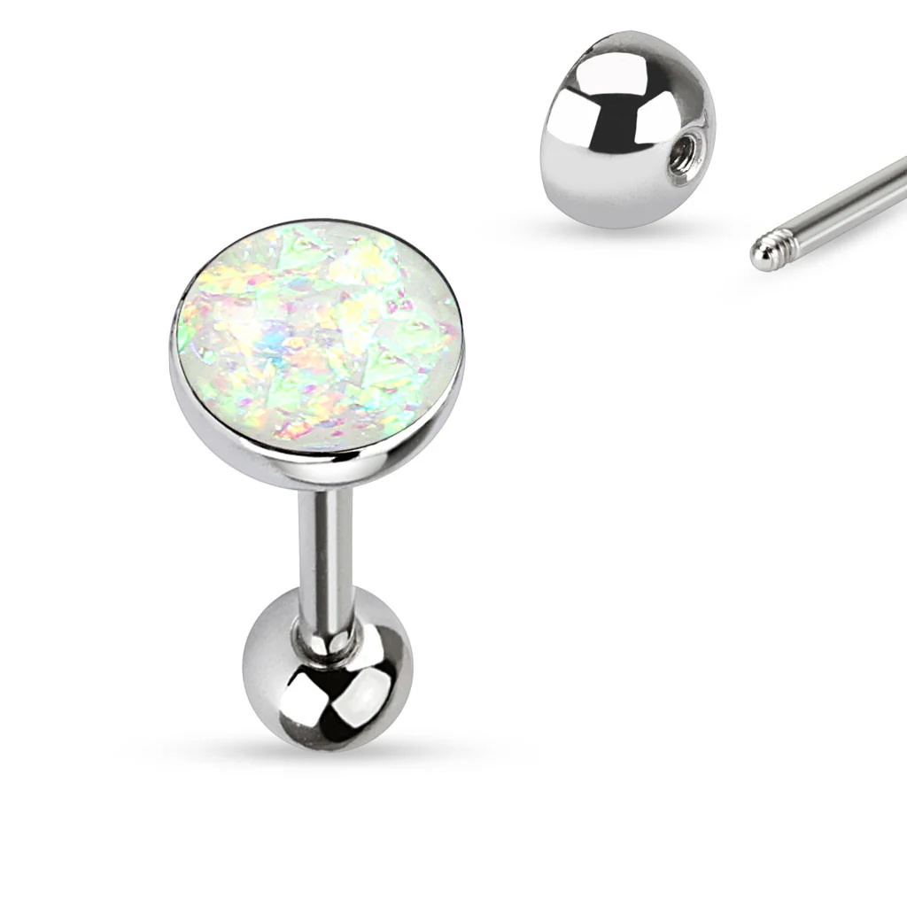 Opal Glitter Set 316L Surgical Steel Tongue Ring - Image 5