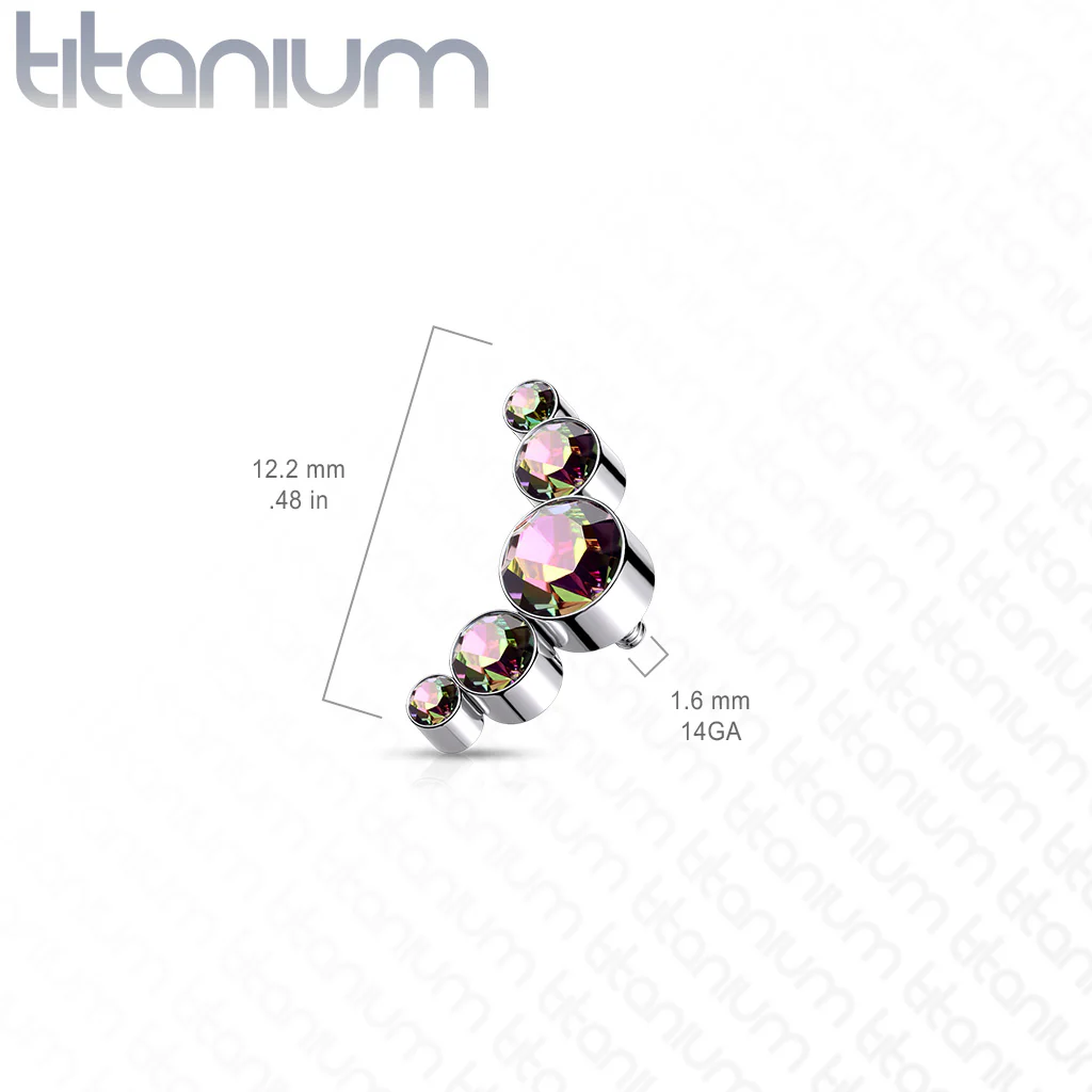 Titanium Bezel Round CZ Top For Lip Eyebrow Dermal - Image 2