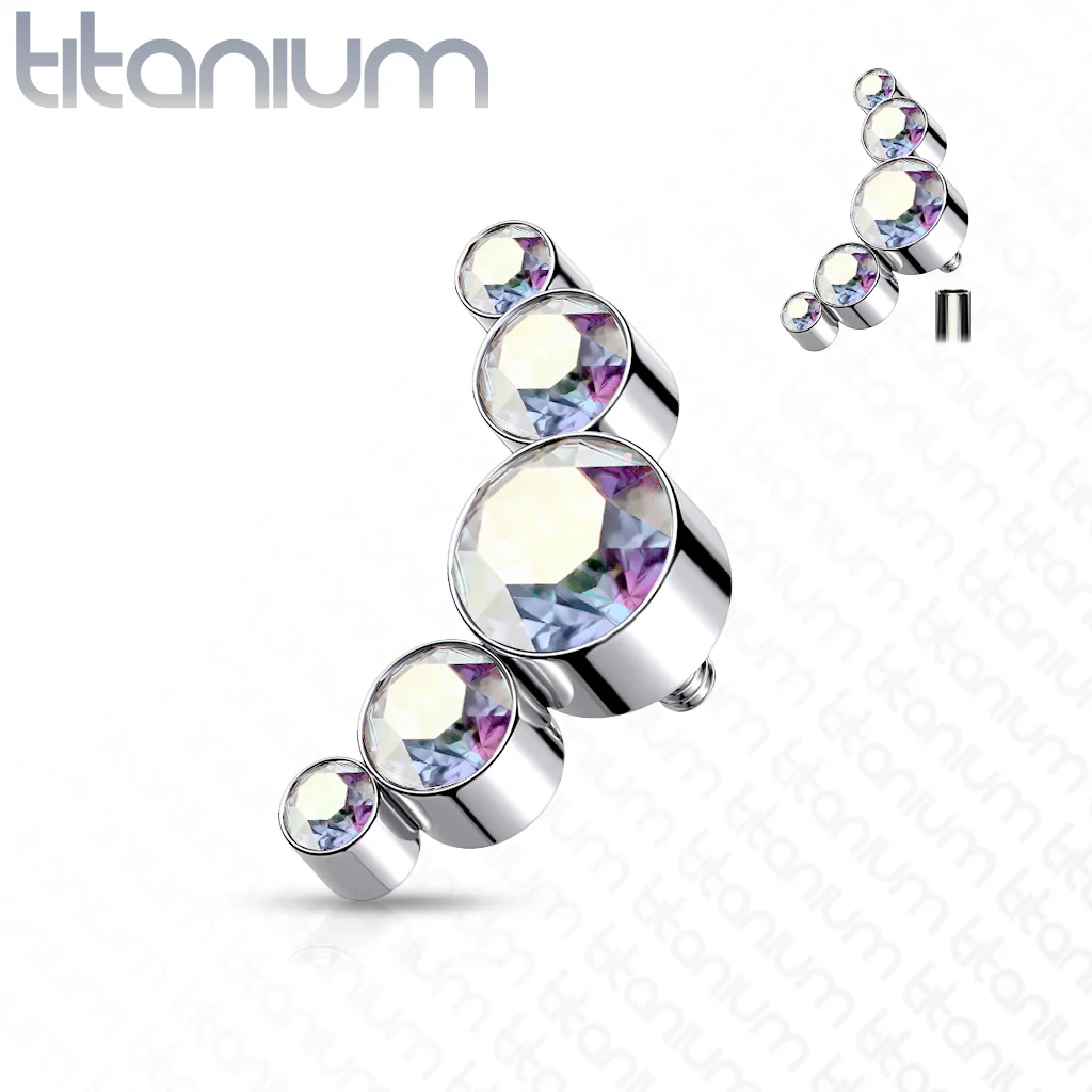 Titanium Bezel Round CZ Top For Lip Eyebrow Dermal - Image 3