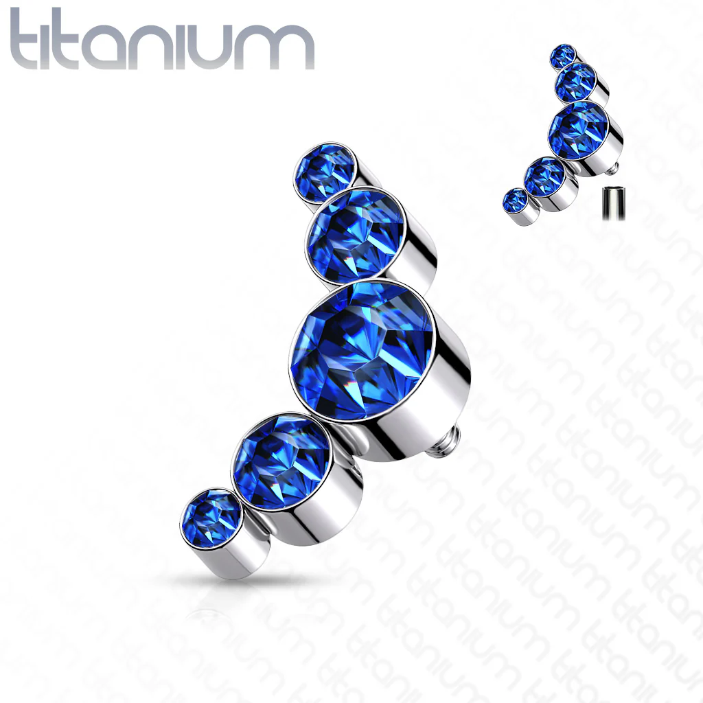 Titanium Bezel Round CZ Top For Lip Eyebrow Dermal - Image 4