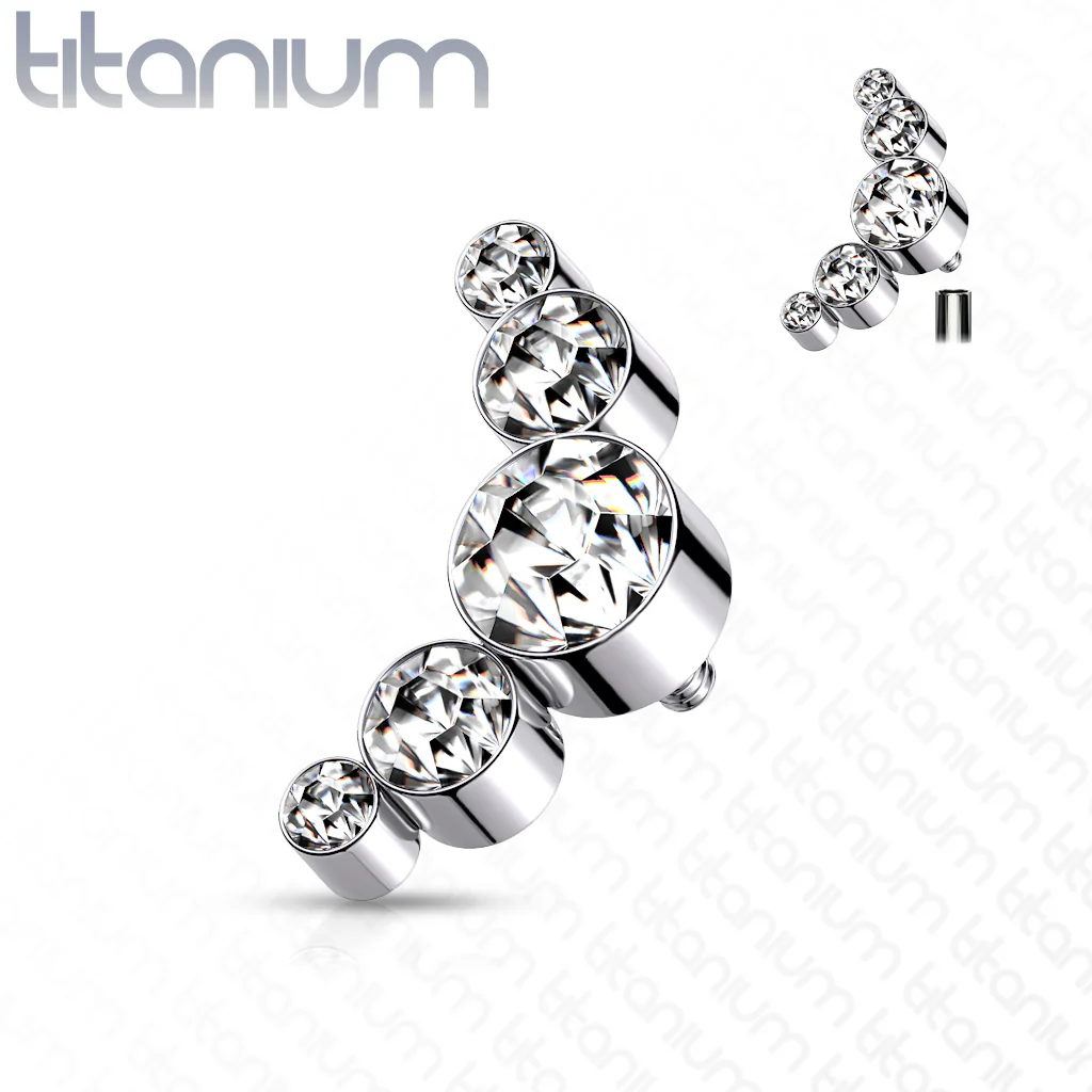Titanium Bezel Round CZ Top For Lip Eyebrow Dermal - Image 5