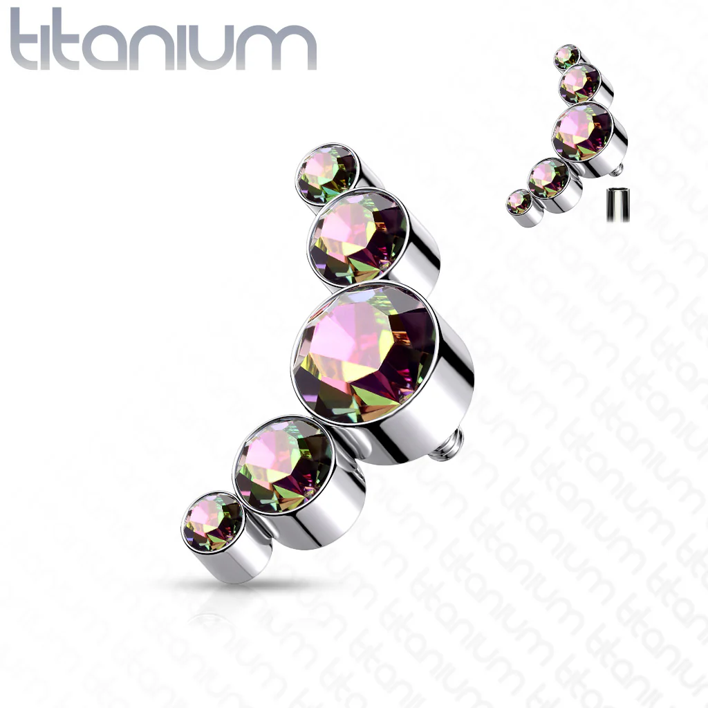 Titanium Bezel Round CZ Top For Lip Eyebrow Dermal - Image 7