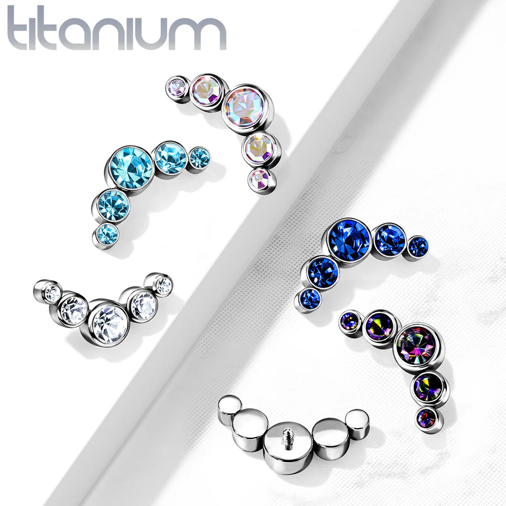Titanium Bezel Round CZ Top For Lip Eyebrow Dermal - Image 8
