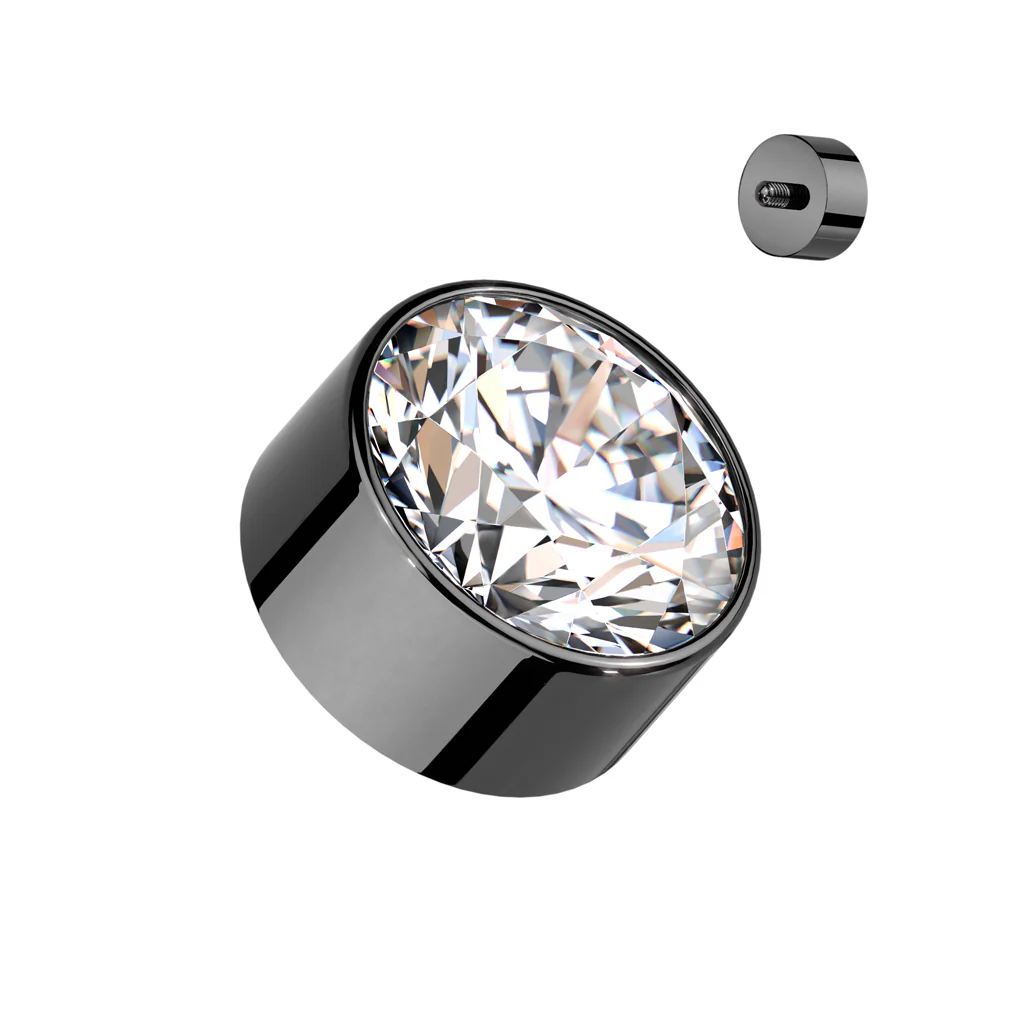Titanium Bezel Set Opal & CZ Replacement For Lip, Eyebrow 16 Gauge - Image 11
