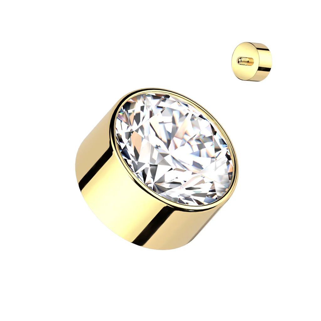 Titanium Bezel Set Opal & CZ Replacement For Lip, Eyebrow 16 Gauge - Image 12