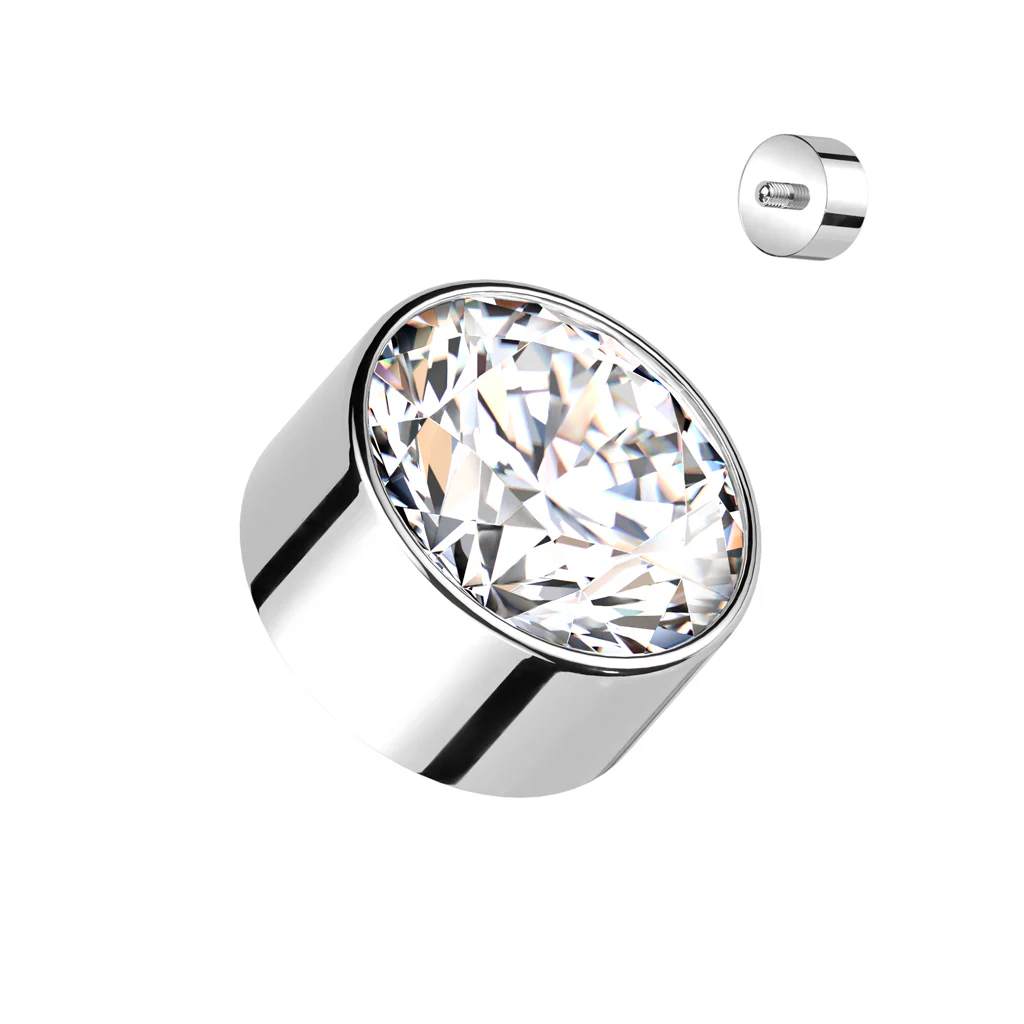 Titanium Bezel Set Opal & CZ Replacement For Lip, Eyebrow 16 Gauge - Image 13