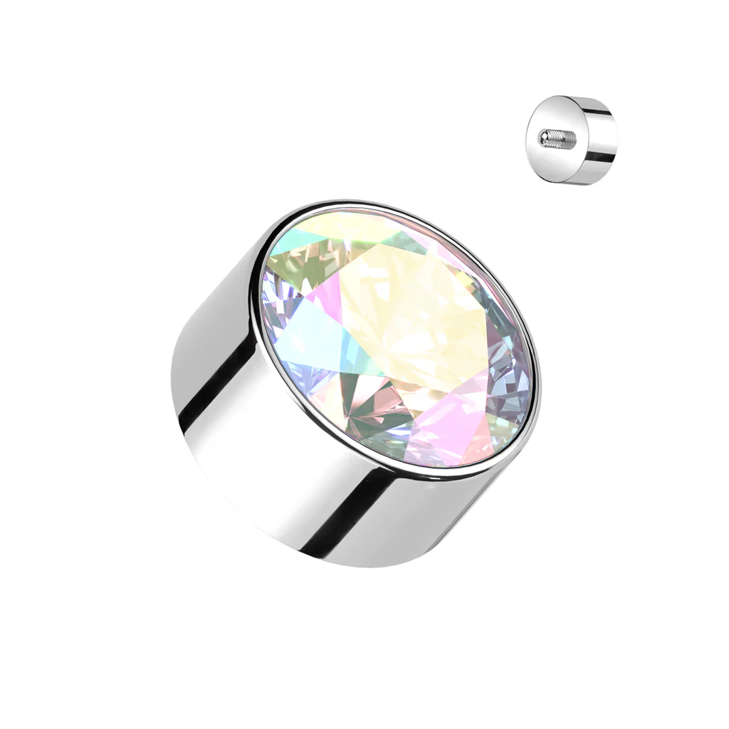 Titanium Bezel Set Opal & CZ Replacement For Lip, Eyebrow 16 Gauge - Image 14