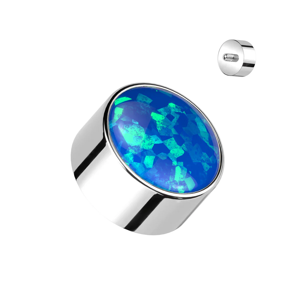 Titanium Bezel Set Opal & CZ Replacement For Lip, Eyebrow 16 Gauge - Image 2