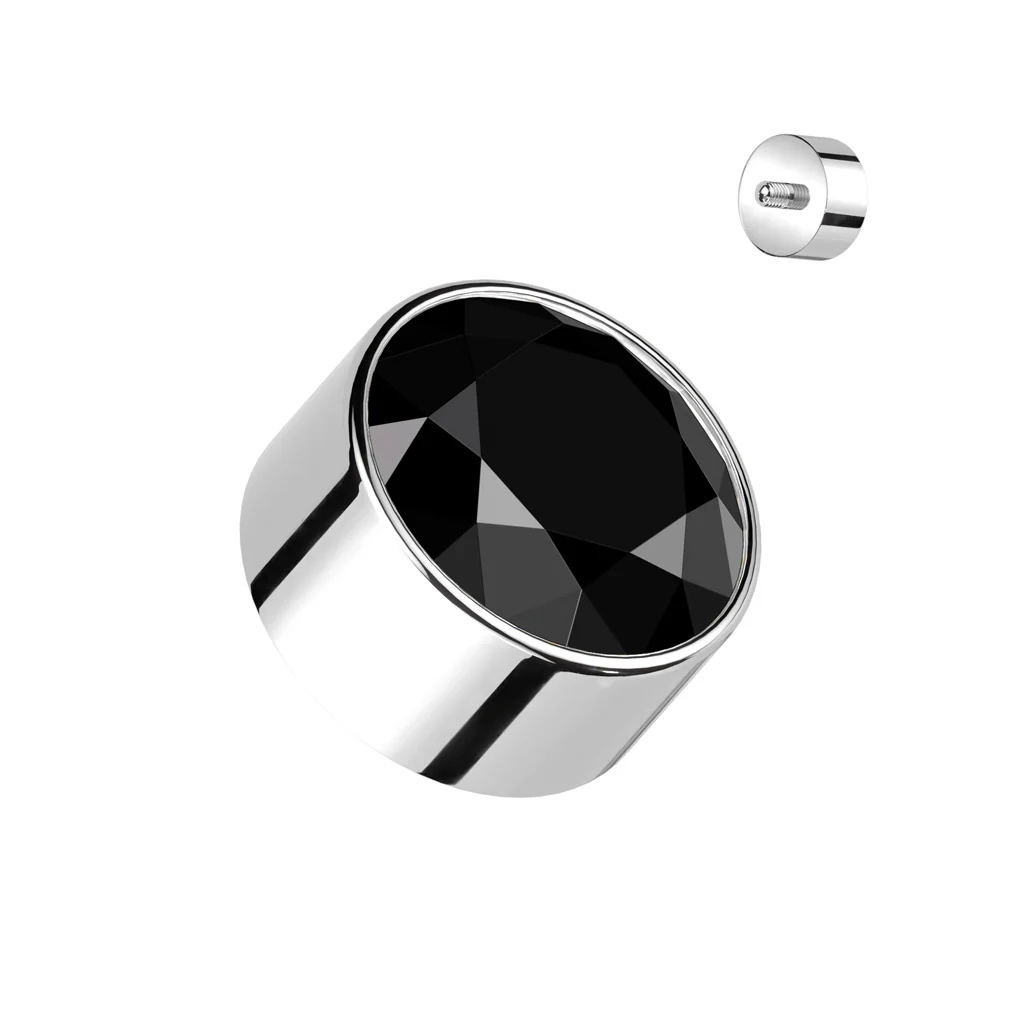 Titanium Bezel Set Opal & CZ Replacement For Lip, Eyebrow 16 Gauge - Image 3