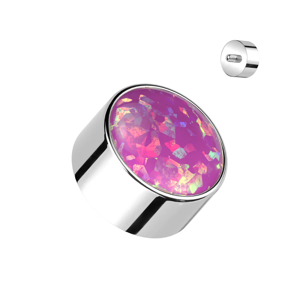 Titanium Bezel Set Opal & CZ Replacement For Lip, Eyebrow 16 Gauge - Image 6