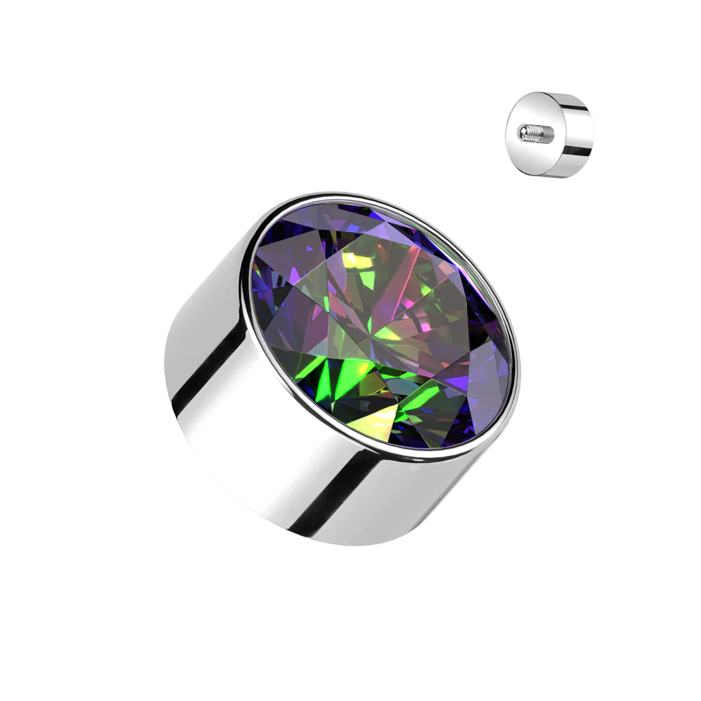 Titanium Bezel Set Opal & CZ Replacement For Lip, Eyebrow 16 Gauge - Image 8