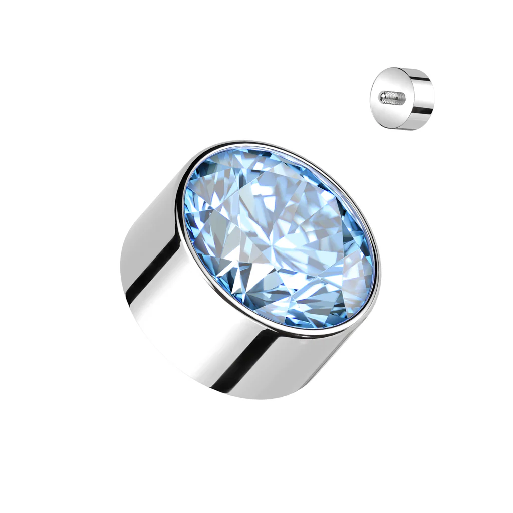 Titanium Bezel Set Opal & CZ Replacement For Lip, Eyebrow 16 Gauge - Image 9
