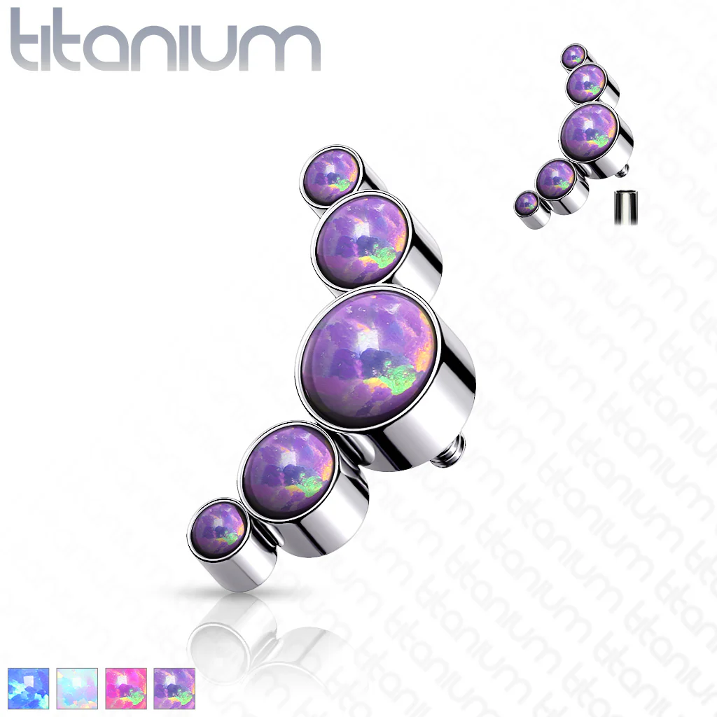Titanium Round Bezel Opal Top For Lip Eyebrow Dermal - Image 2