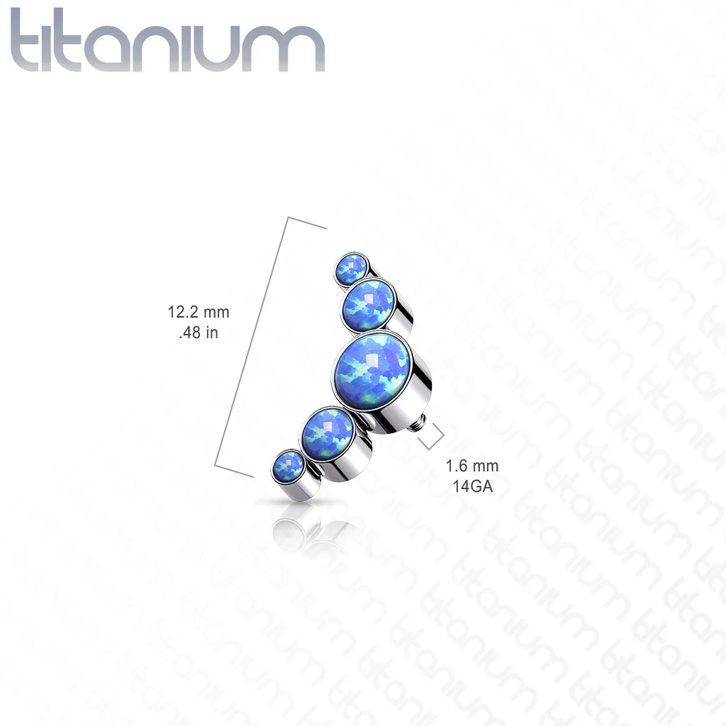 Titanium Round Bezel Opal Top For Lip Eyebrow Dermal - Image 3