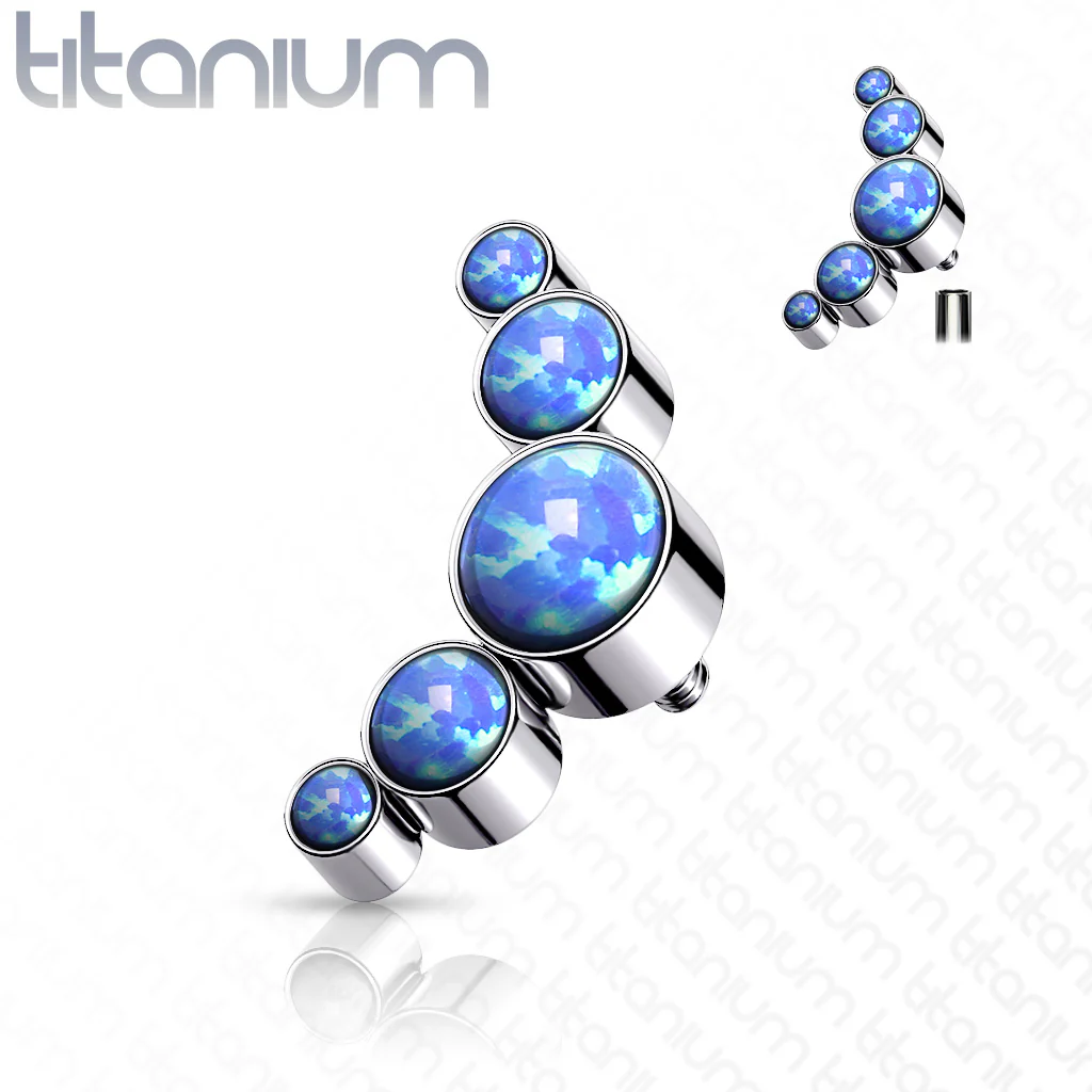 Titanium Round Bezel Opal Top For Lip Eyebrow Dermal - Image 4