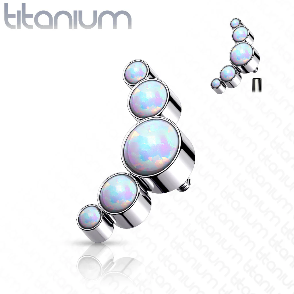 Titanium Round Bezel Opal Top For Lip Eyebrow Dermal - Image 5