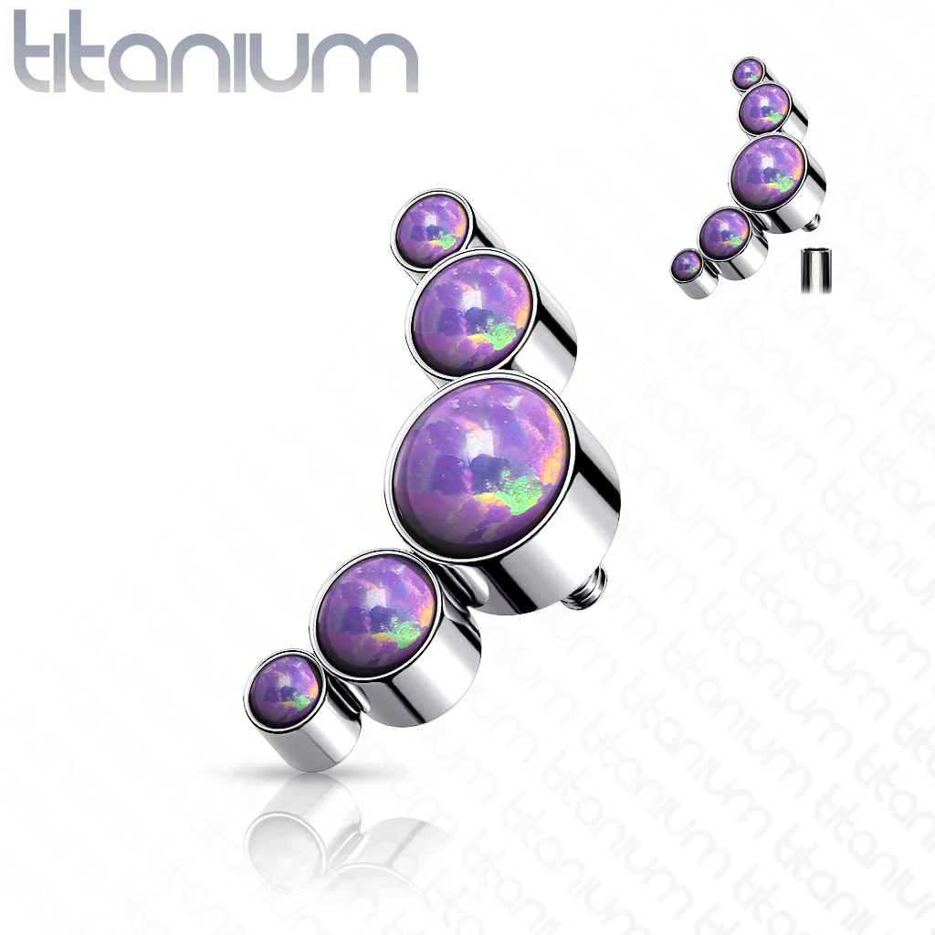 Titanium Round Bezel Opal Top For Lip Eyebrow Dermal - Image 7