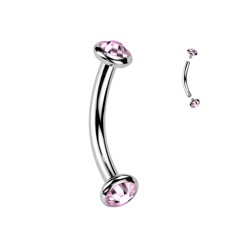 Titanium Internally Threaded Bezel Crystal Or Opal Eyebrow Rings - Image 10