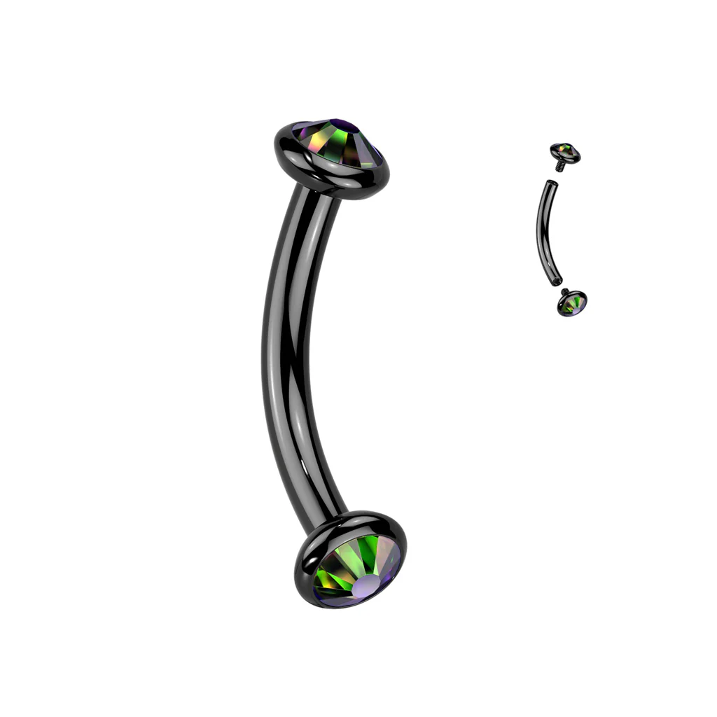 Titanium Internally Threaded Bezel Crystal Or Opal Eyebrow Rings - Image 11