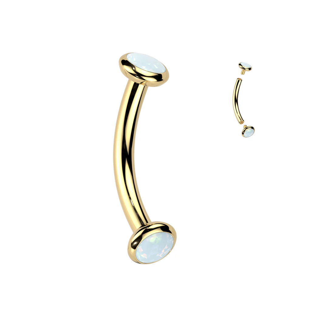 Titanium Internally Threaded Bezel Crystal Or Opal Eyebrow Rings - Image 15