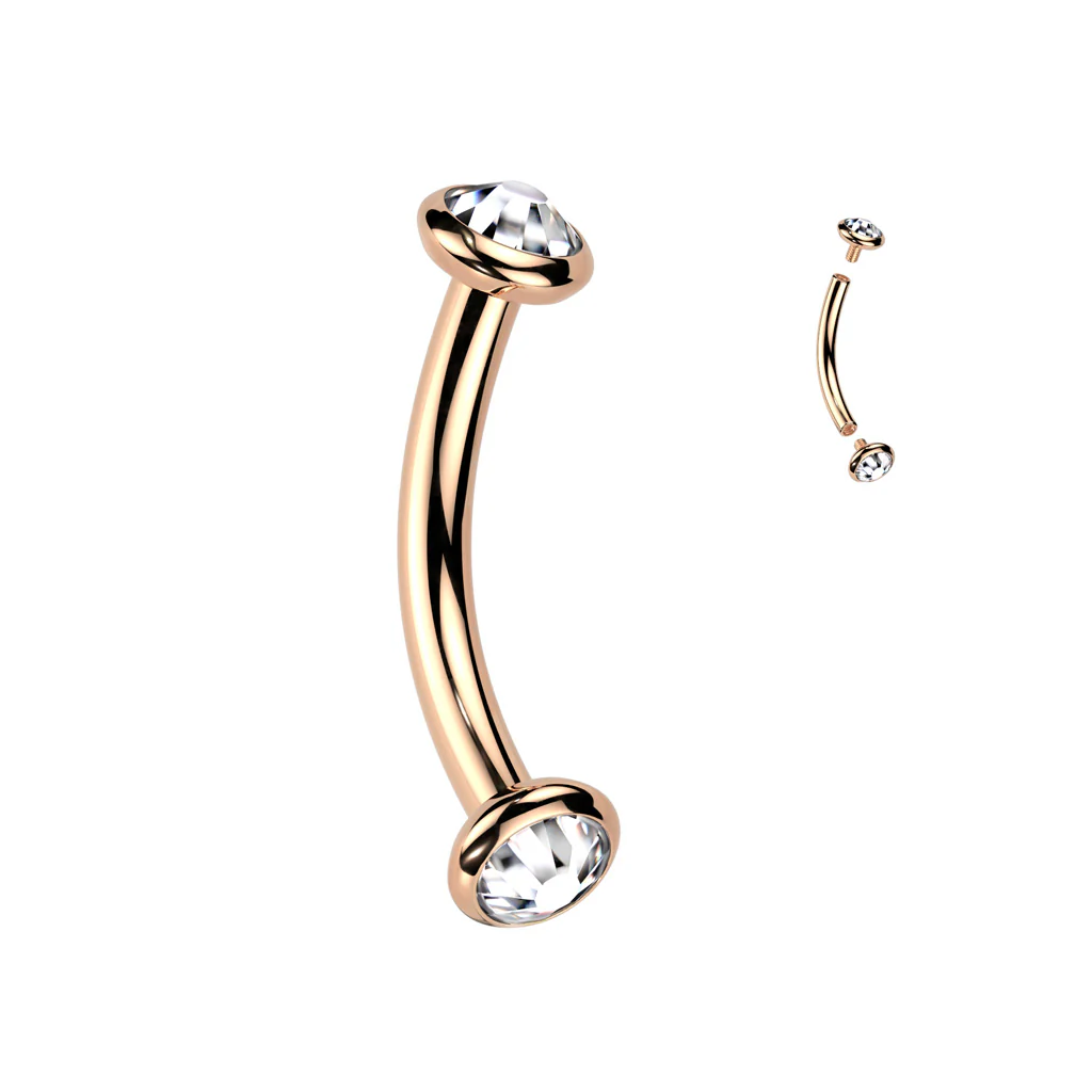Titanium Internally Threaded Bezel Crystal Or Opal Eyebrow Rings - Image 8