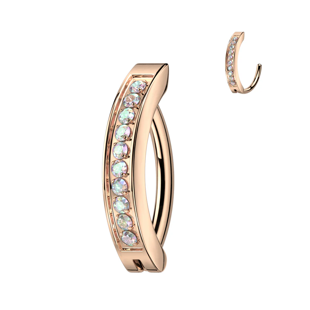 Implant Titanium CNC Set CZ Hinged Hoop Belly Button Ring - Image 5