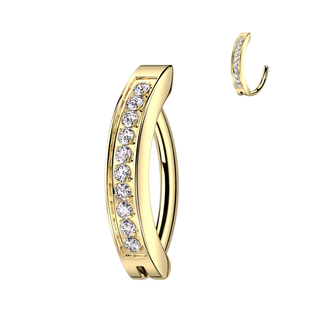 Implant Titanium CNC Set CZ Hinged Hoop Belly Button Ring - Image 6