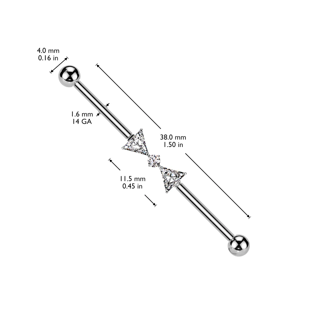 Titanium Internally Threaded CZ Ribbon Industrial Barbell - Image 4