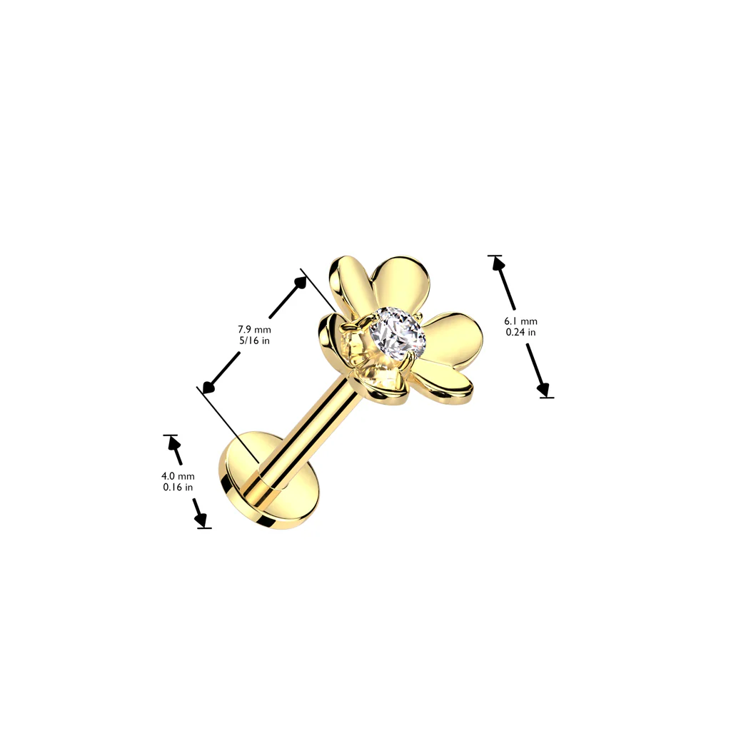 Threadless Push In Flower CZ Top Labret Tragus Snug Ear Cartilage Helix - Image 2