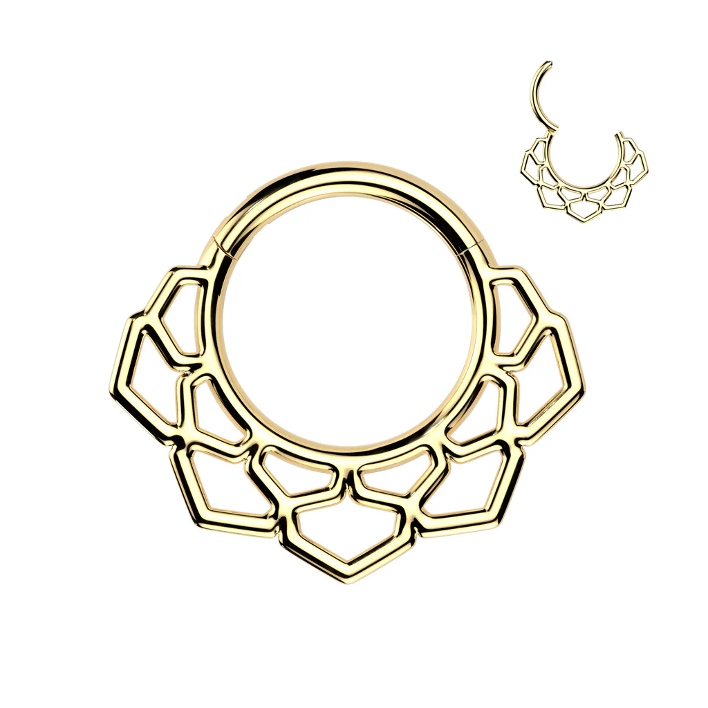 Lotus Filigree Hinged Segment Hoop Ring for Nose Ear Lobe Helix - Image 3