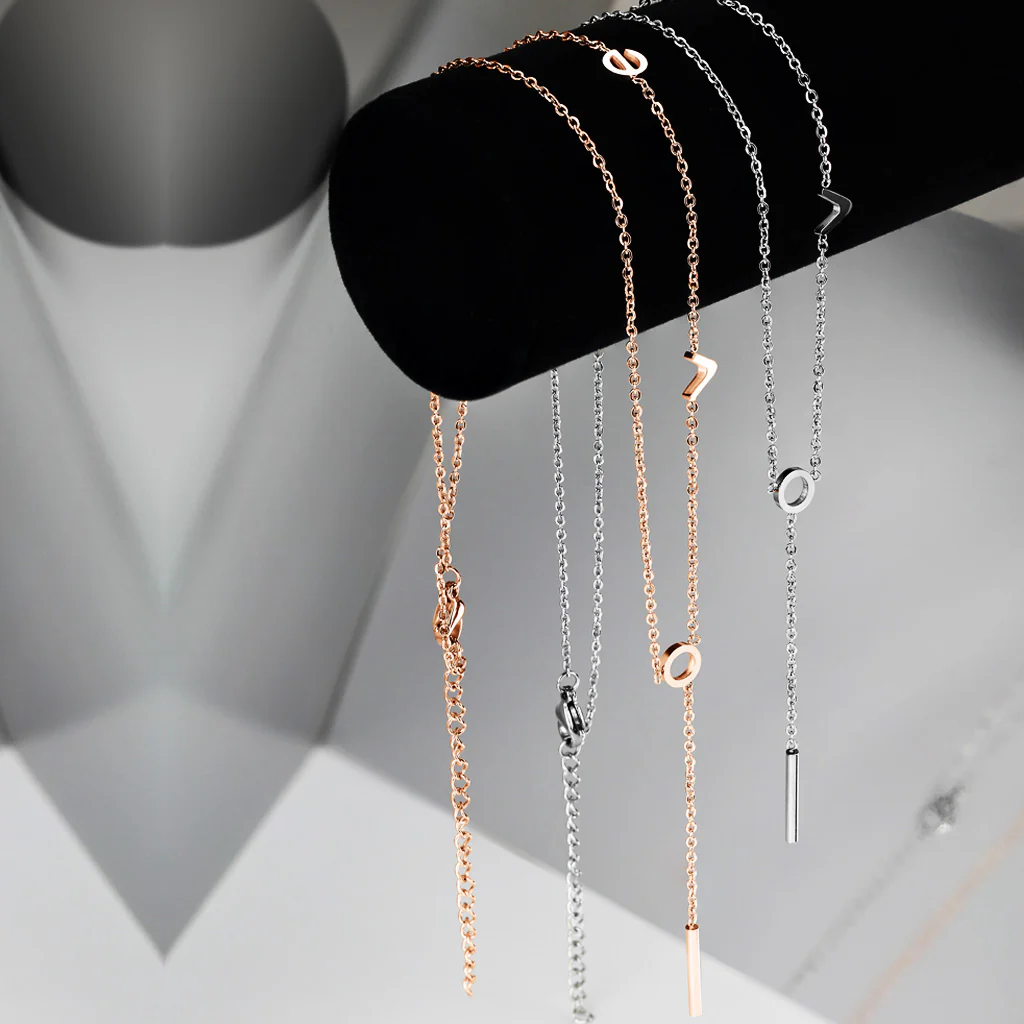 "Love" Spelled Out Stainless Steel Chain Necklaces - Image 2