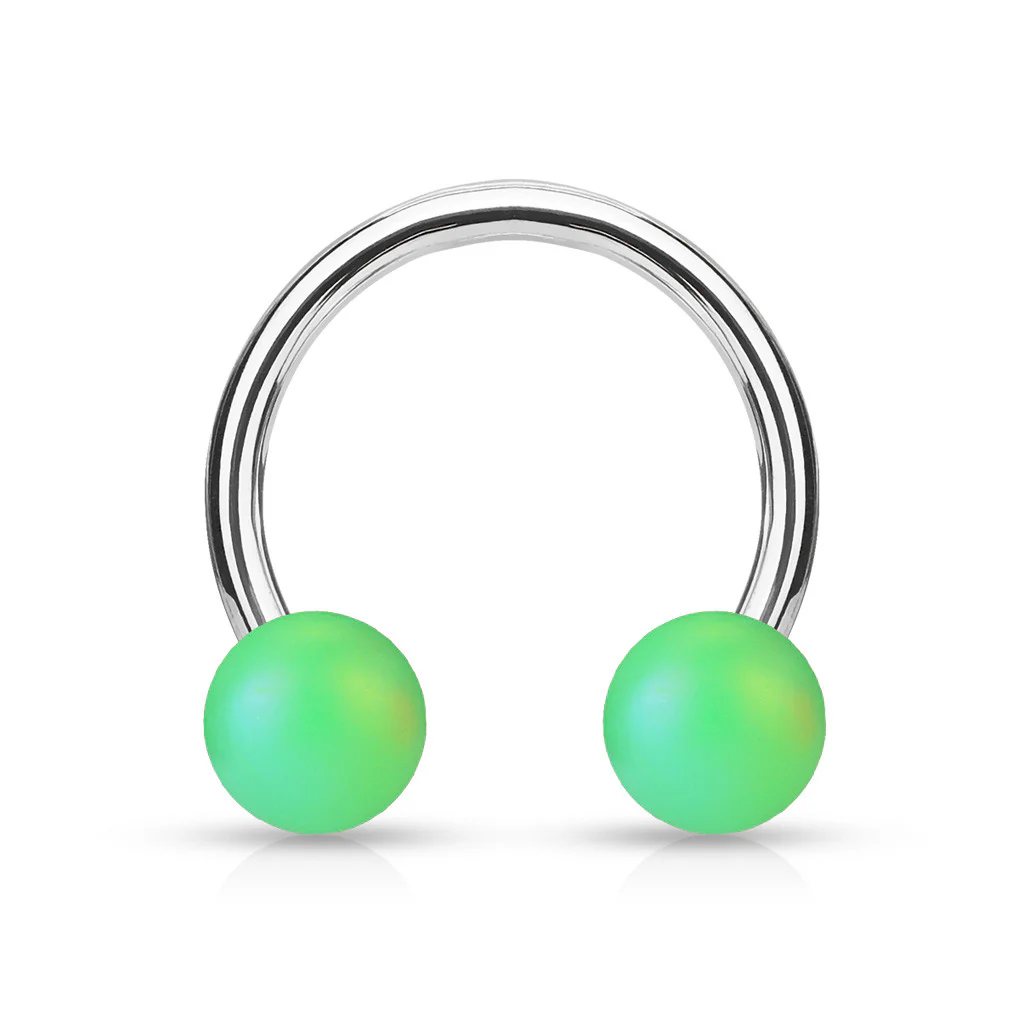 Matte Finish Pearlish Ball Surgical Steel Horseshoe Circular Barbell - Image 4