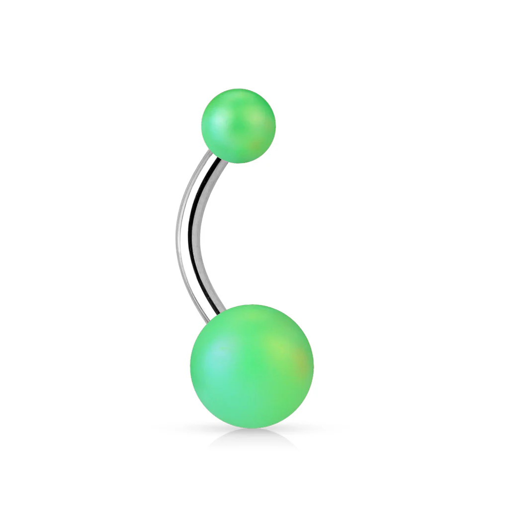 Matte finish Pearlish Ball 316L Surgical Steel Navel Belly Button Ring - Image 2