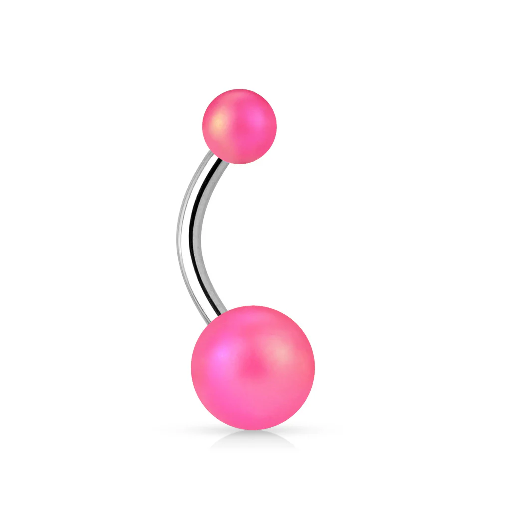 Matte finish Pearlish Ball 316L Surgical Steel Navel Belly Button Ring - Image 3