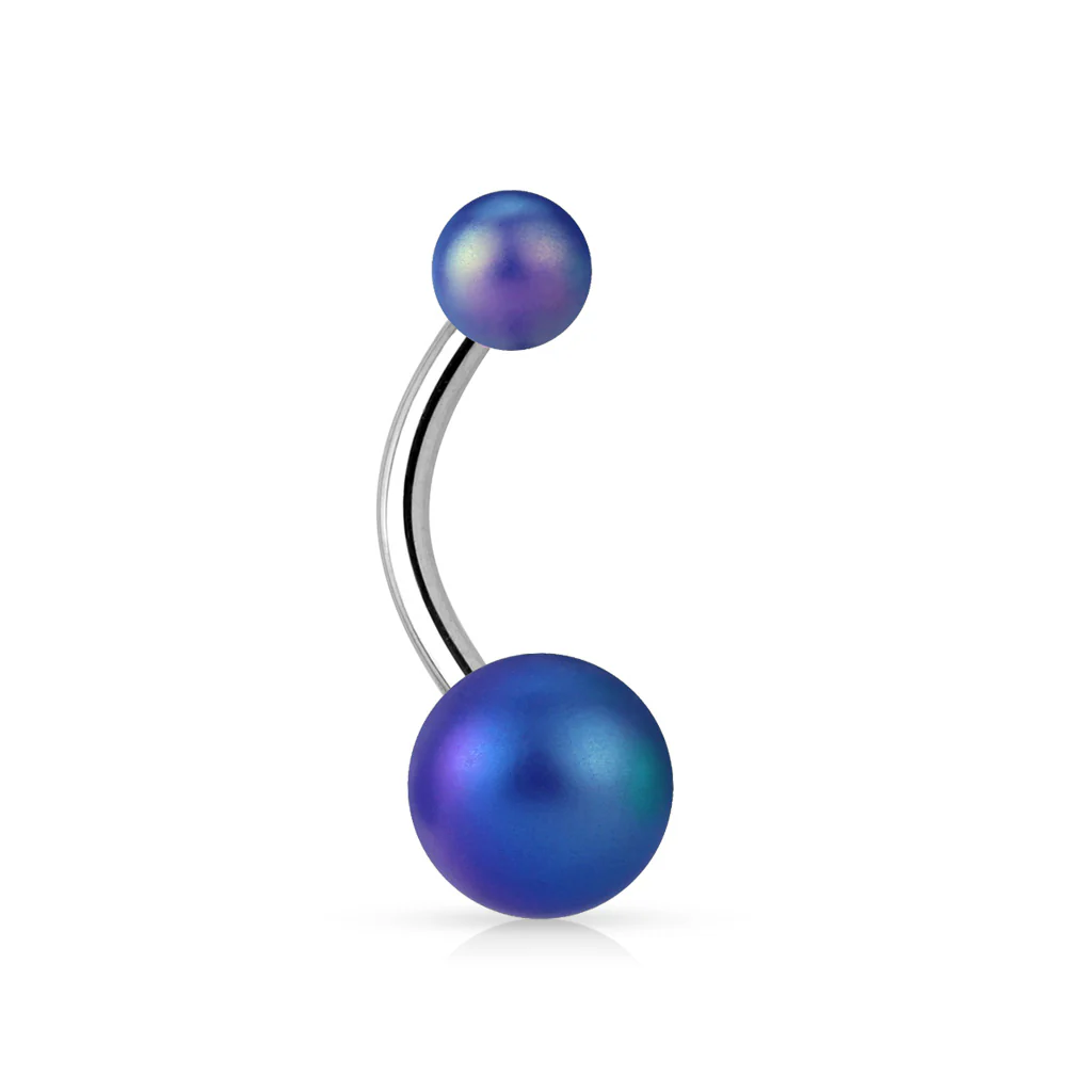 Matte finish Pearlish Ball 316L Surgical Steel Navel Belly Button Ring - Image 6