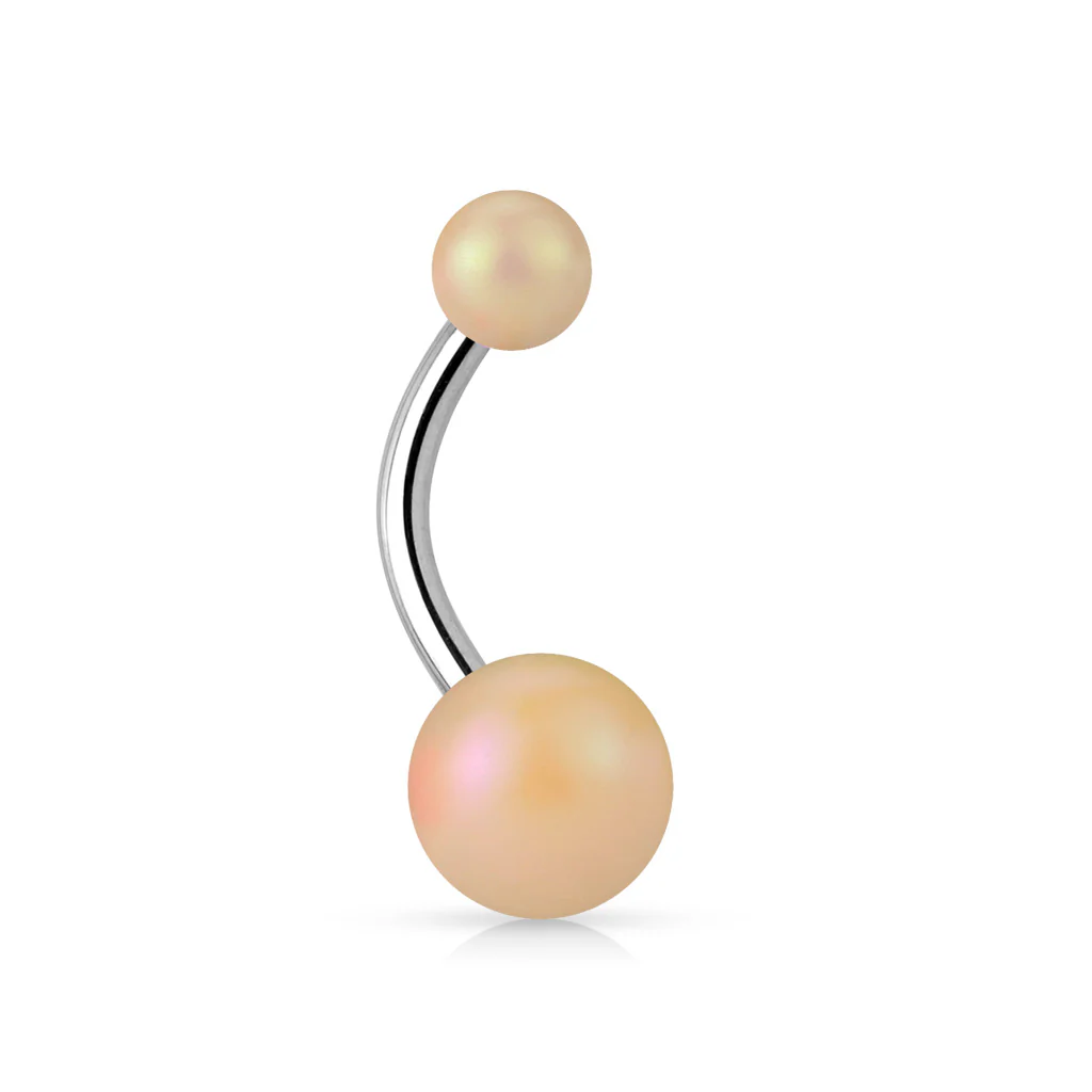Matte finish Pearlish Ball 316L Surgical Steel Navel Belly Button Ring - Image 7