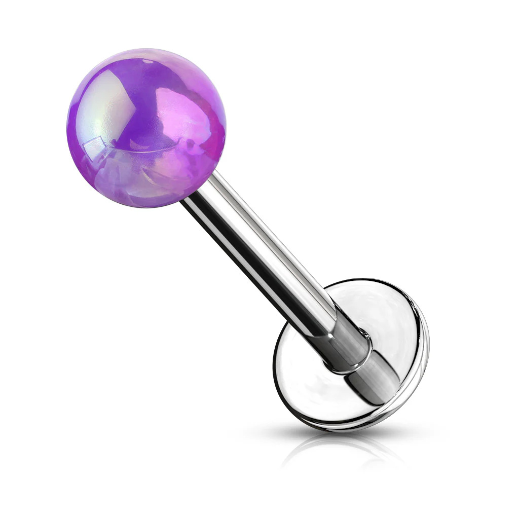 Metallic AB Coating Ball Over Surgical Steel For Cartilage Labret Monroe Helix - Image 2