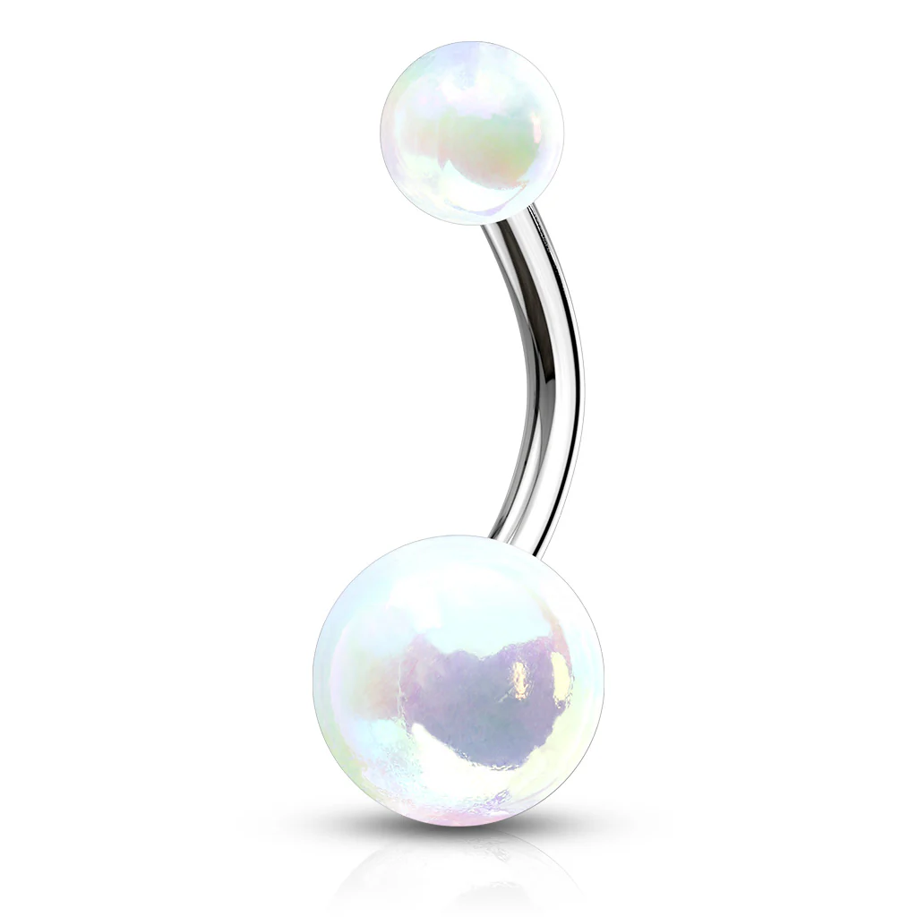 Metallic AB Coating Balls Over Surgical Steel Belly Button Navel Rings - Image 5