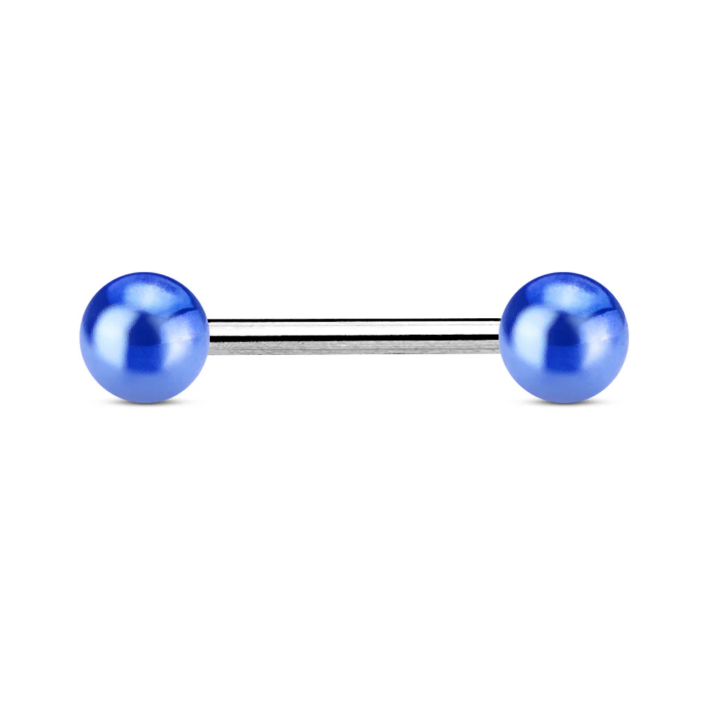 Metallic Coated Acrylic Ball Barbell Tongue Rings - Image 3