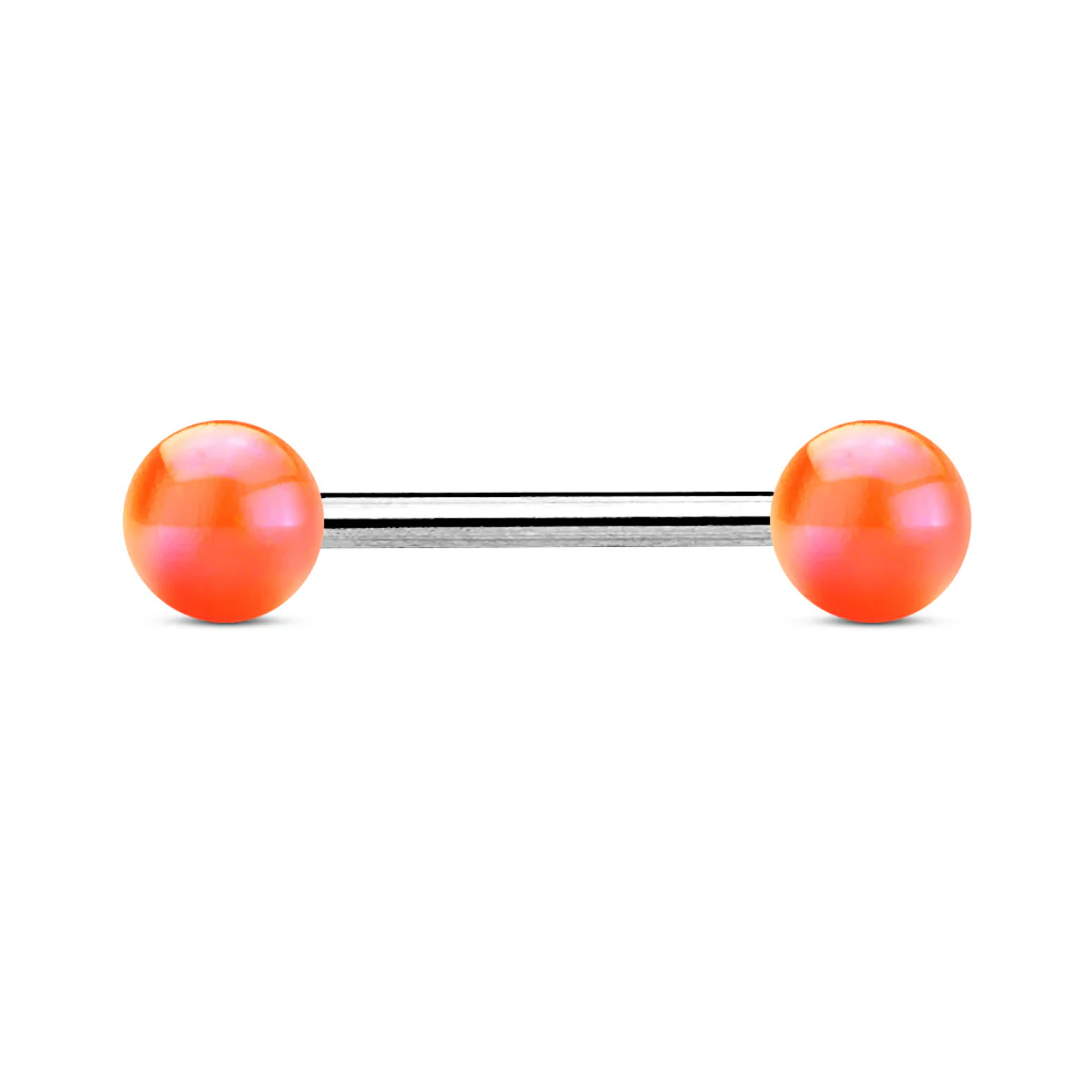 Metallic Coated Acrylic Ball Barbell Tongue Rings - Image 5