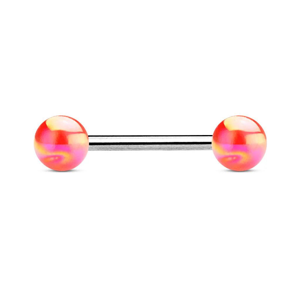 Metallic Coated Acrylic Ball Barbell Tongue Rings - Image 7