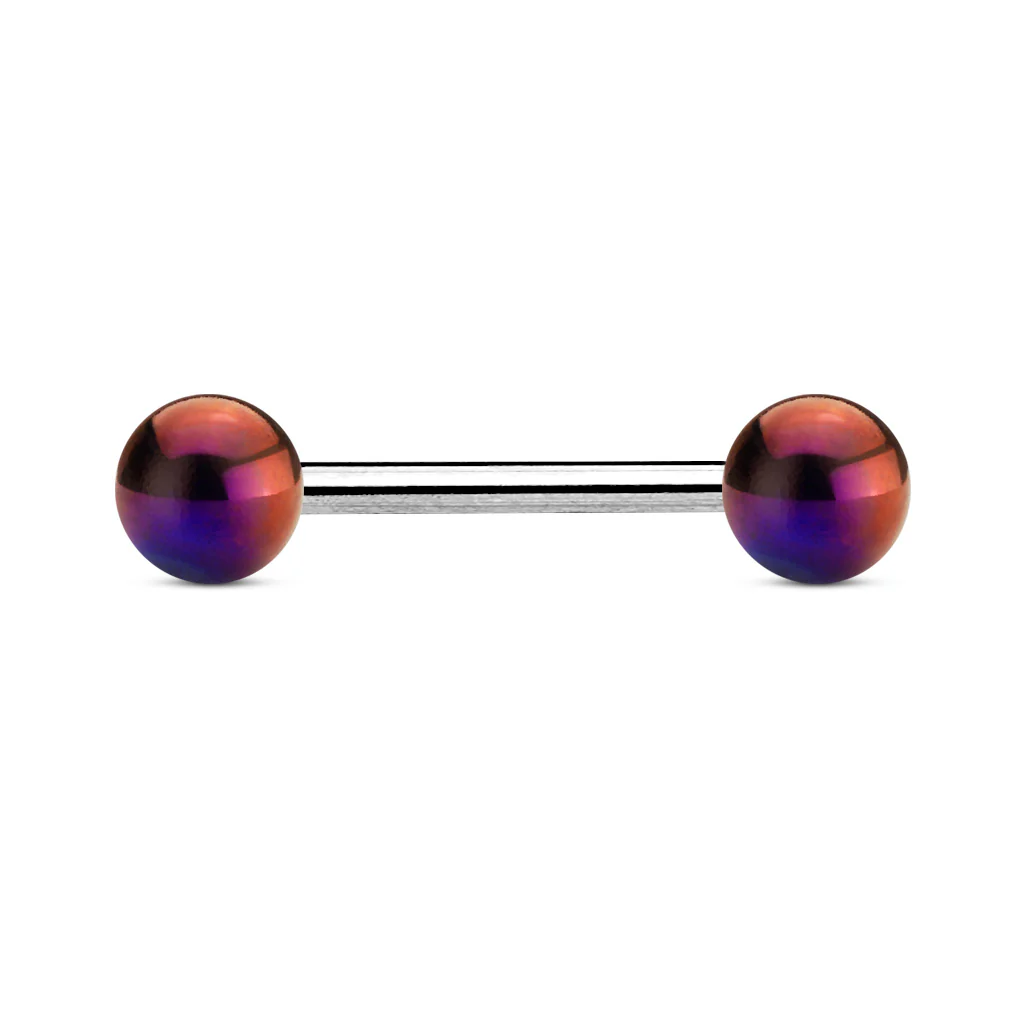Metallic Coated Acrylic Ball Barbell Tongue Rings - Image 8