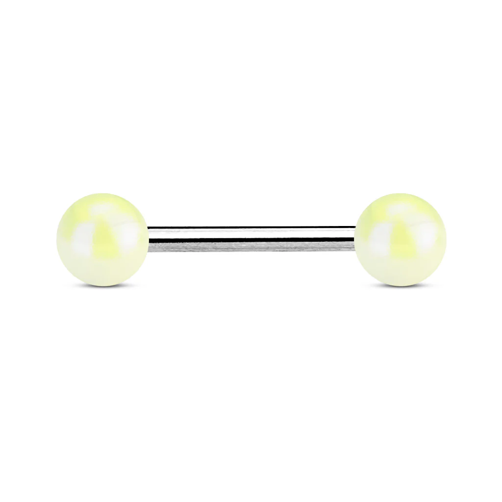 Metallic Coated Acrylic Ball Barbell Tongue Rings - Image 9