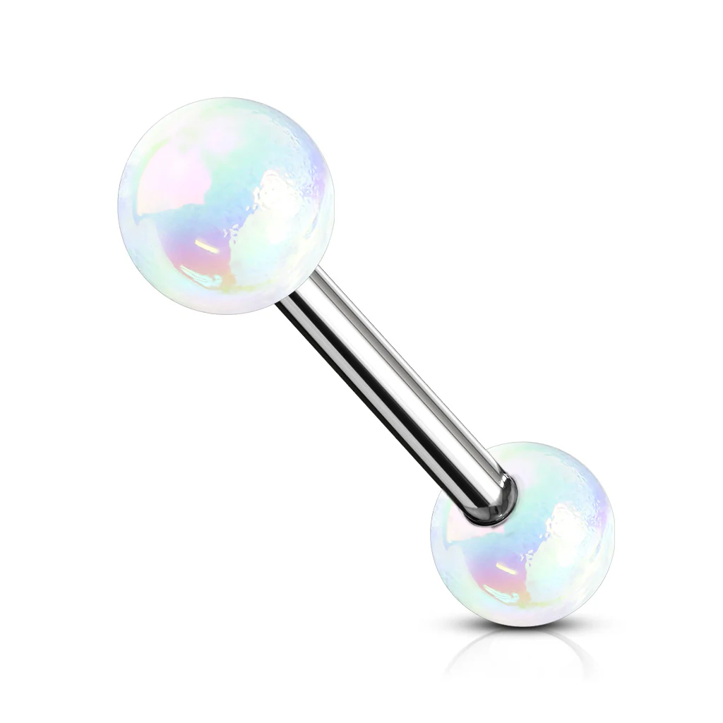 Metallic Pearl Coating Balls 316L Surgical Steel Tongue Rings - Image 3