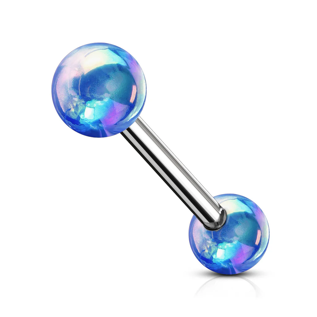 Metallic Pearl Coating Balls 316L Surgical Steel Tongue Rings - Image 4