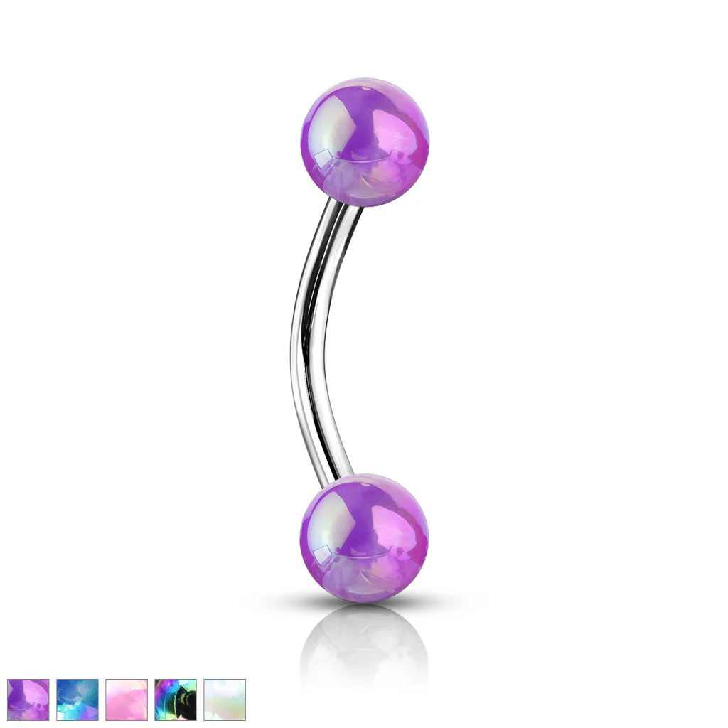 Metallic Pearl Coating Balls 316L Surgical Steel Eyebrow Rings Daith (Copy) - Image 2