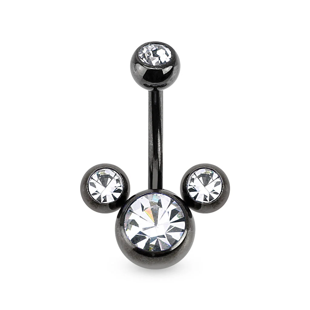 Triple Bubble CZ Titanium Belly Button Navel Rings - Image 4