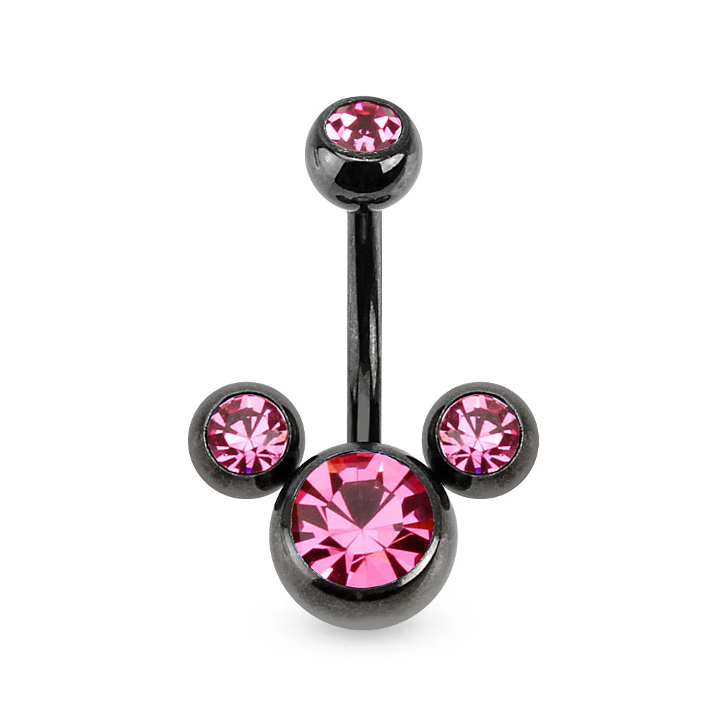 Triple Bubble CZ Titanium Belly Button Navel Rings - Image 5