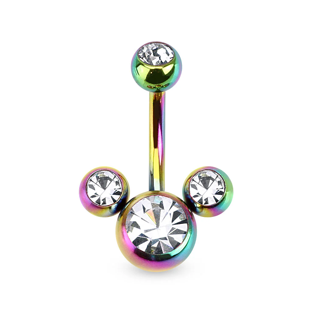 Triple Bubble CZ Titanium Belly Button Navel Rings - Image 7
